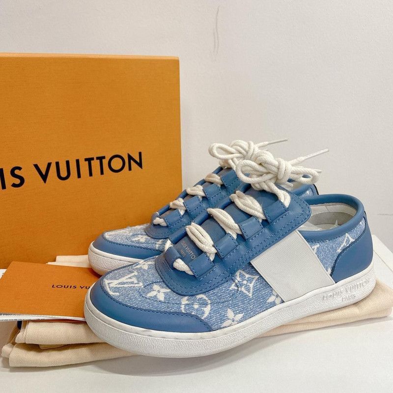 Louis Vuitton Louis Vuitton Blue Logo Canvas Sneakers -2508 Size US 6 / IT 36 - 1 Thumbnail
