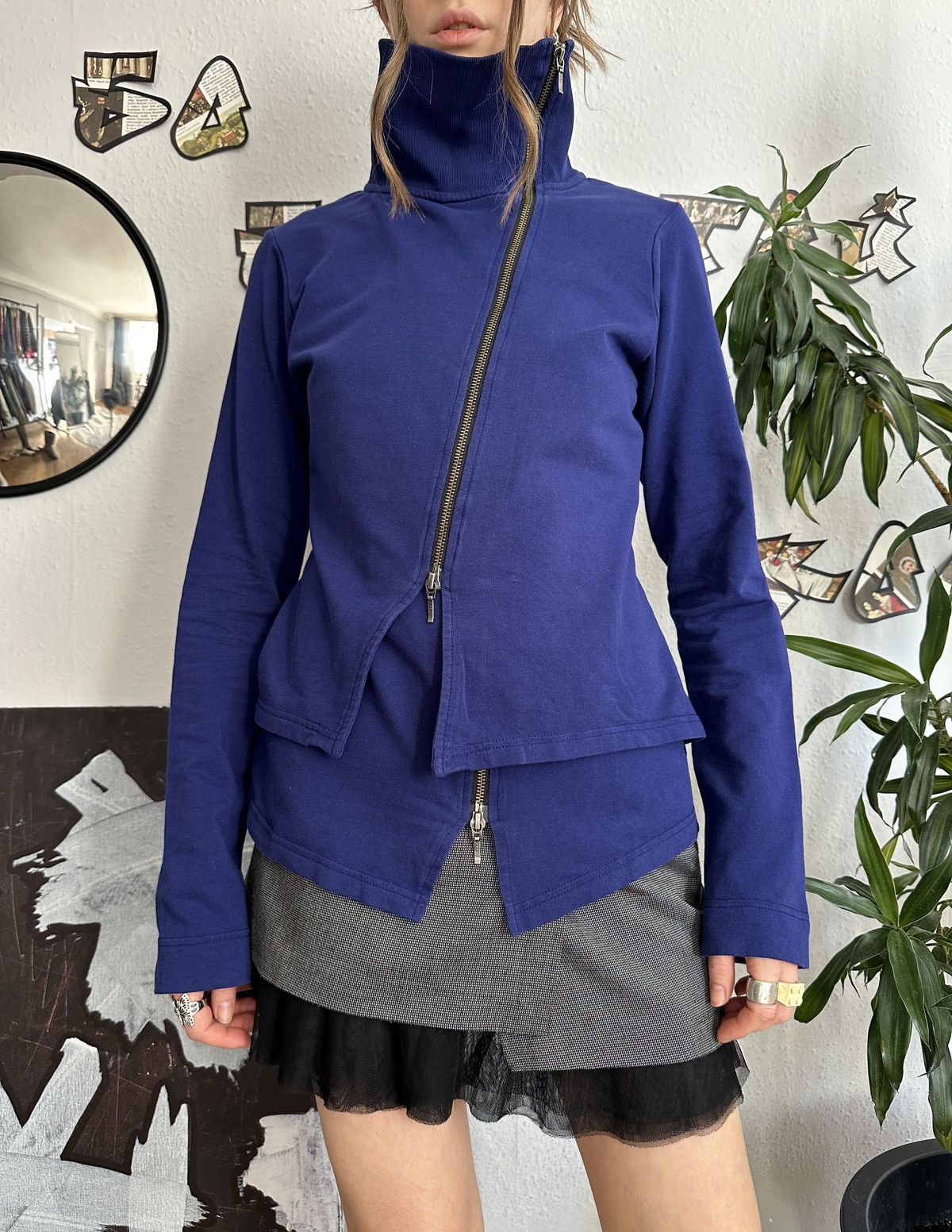 20471120 × Seditionaries × Vintage CoraKemperman Asymmetrical Double Zip Hight Neck Pullover Size M / US 6-8 / IT 42-44 - 2 Thumbnail