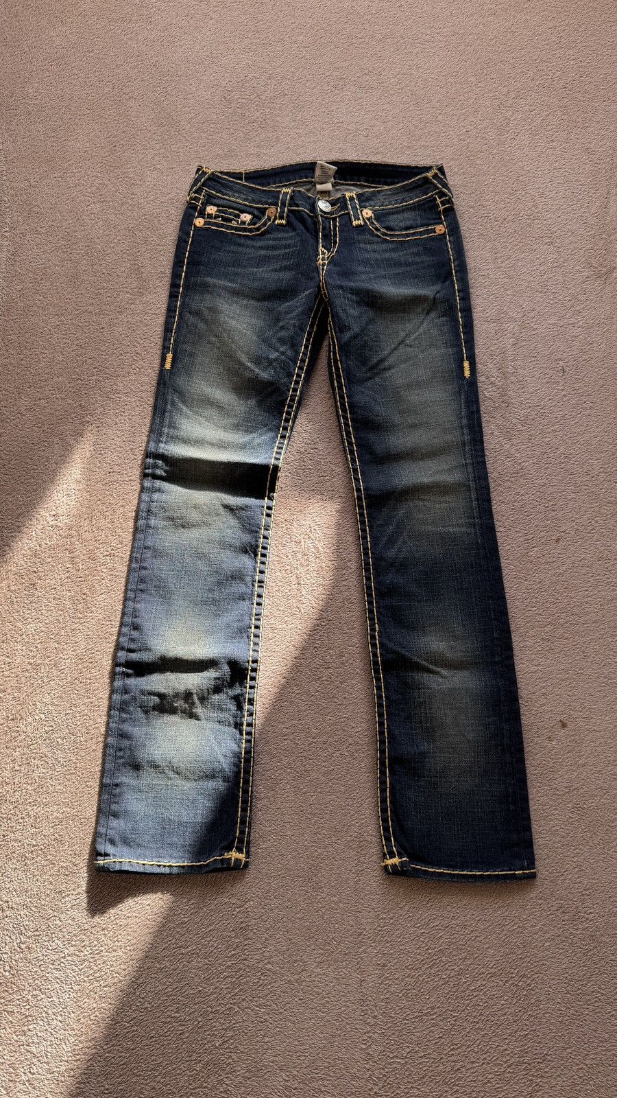 Hysteric Glamour True religion Y2K vintage washed Jeans slim fit embroidered Size 29" - 3 Thumbnail