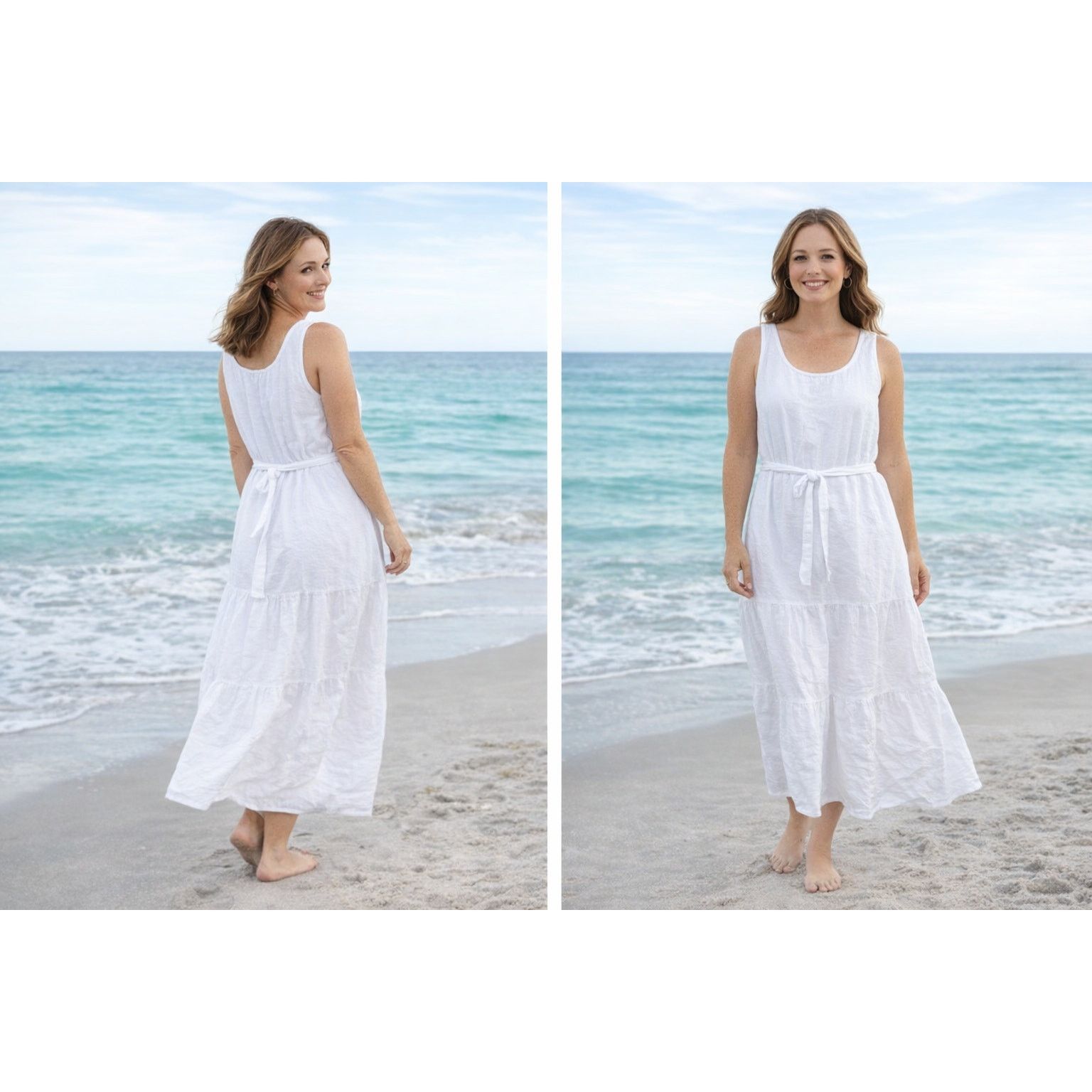Talbots Talbots White Maxi Cotton Sleeveless Tiered Dress Sz 8 Lined Size M / US 6-8 / IT 42-44 - 1 Thumbnail