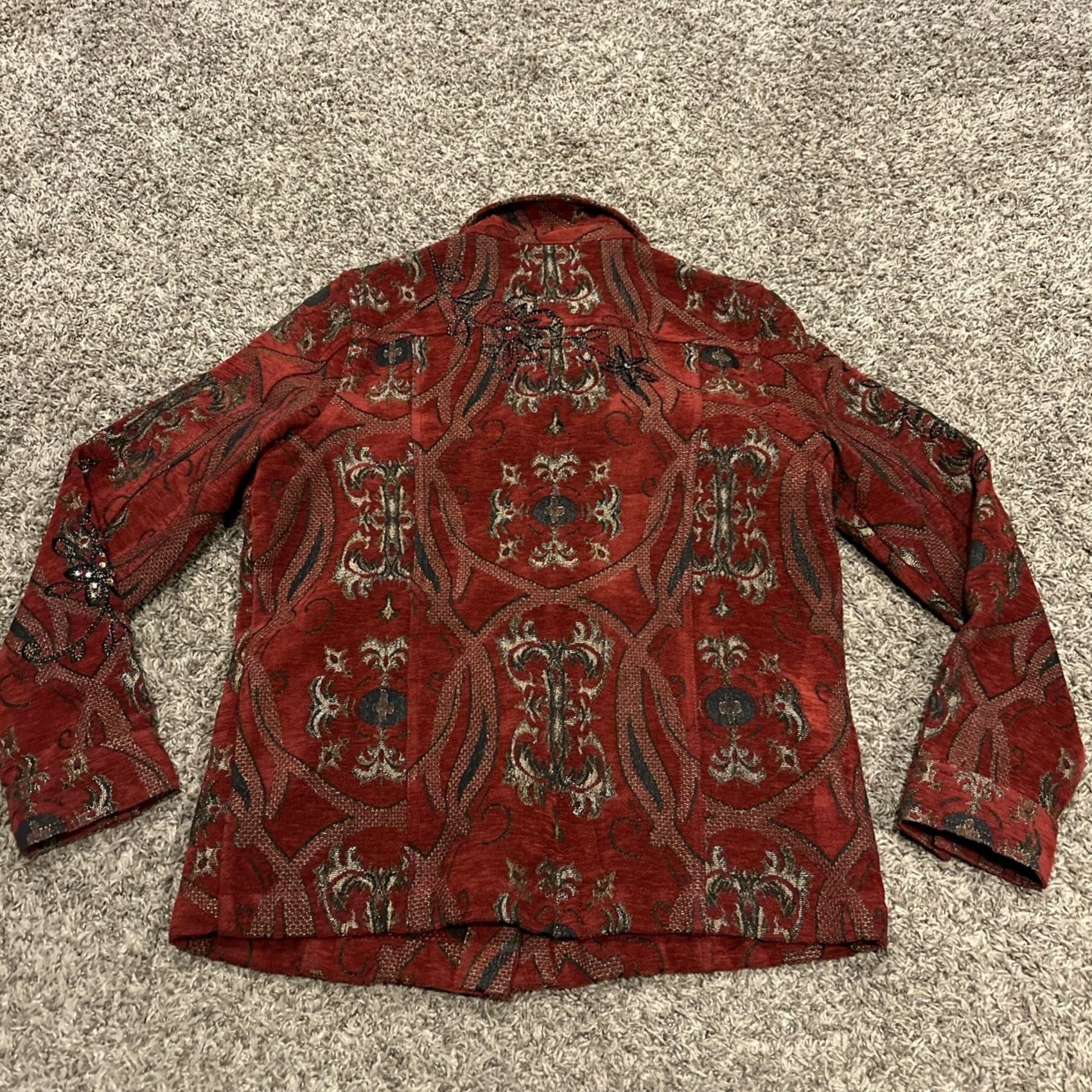 GRAFF VINTAGE Graff Shirt M Red Embroidered Long Sleeve Button Up Cottagecore Women's B28 Size M / US 6-8 / IT 42-44 - 3 Thumbnail