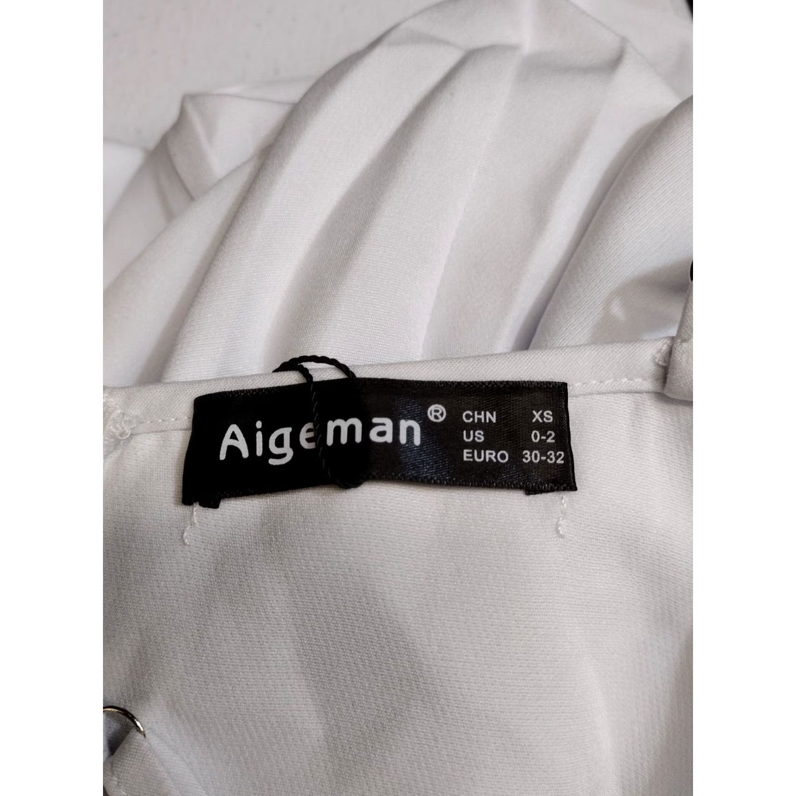 Vintage Aigeman Women's V-Neck White Midi Dress XS Sleeveless Spaghetti Straps High Slit Mini? (note: original says Midi so not Mini) Size XS / US 0-2 / IT 36-38 - 5 Thumbnail