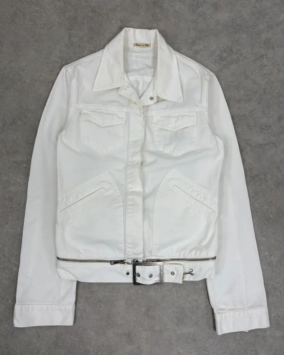 Jean Paul Gaultier 2000s Jean Paul Gaultier White Belted Denim Jacket Size M / US 6-8 / IT 42-44 - 1 Thumbnail