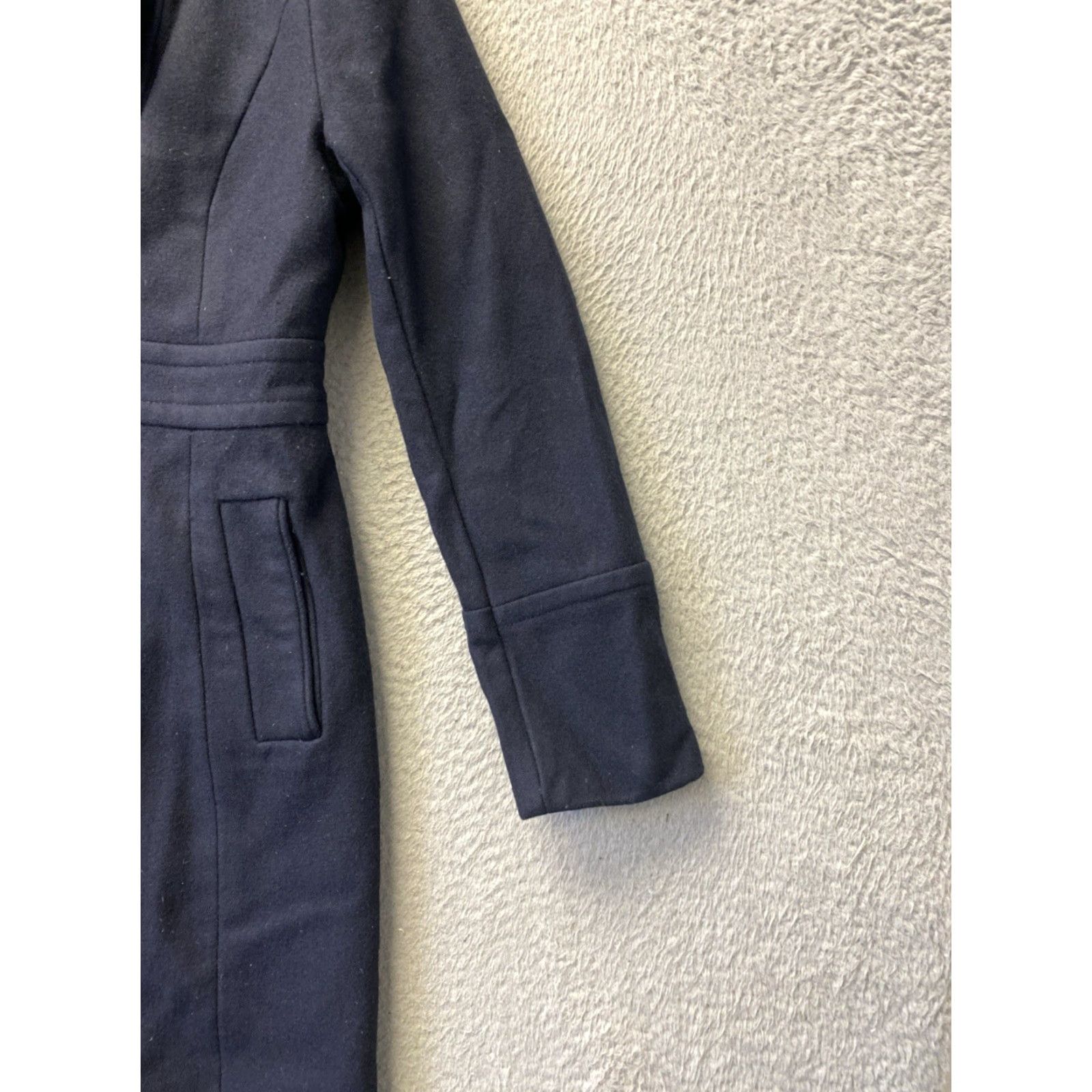 Banana Republic Banana Republic Italian Melton Military Coat Women’s Size 0 Navy Blue Trench Coat Button Closure Casual Winter Fall Wool Blend Double Cloth Size XS / US 0-2 / IT 36-38 - 3 Thumbnail