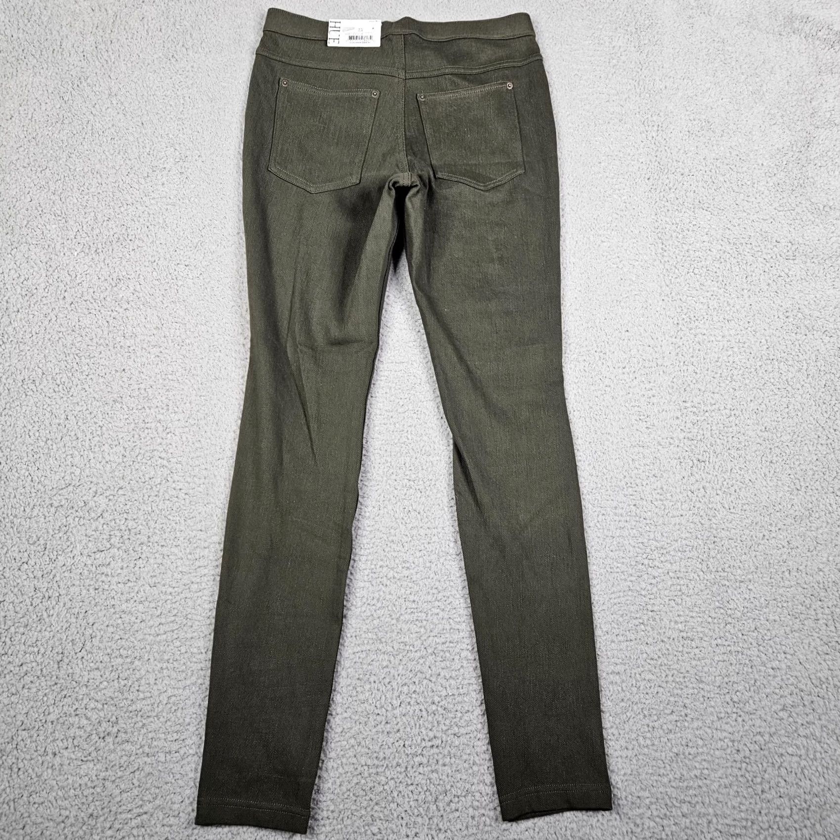 Vintage HUE Women's Green Skinny Pull On Pant S Casual Cotton Polyester Spandex Pants Pant Womens Small Green Skinny Legging Outdoor 90s? Size 28" / US 6 / IT 42 - 2 Thumbnail