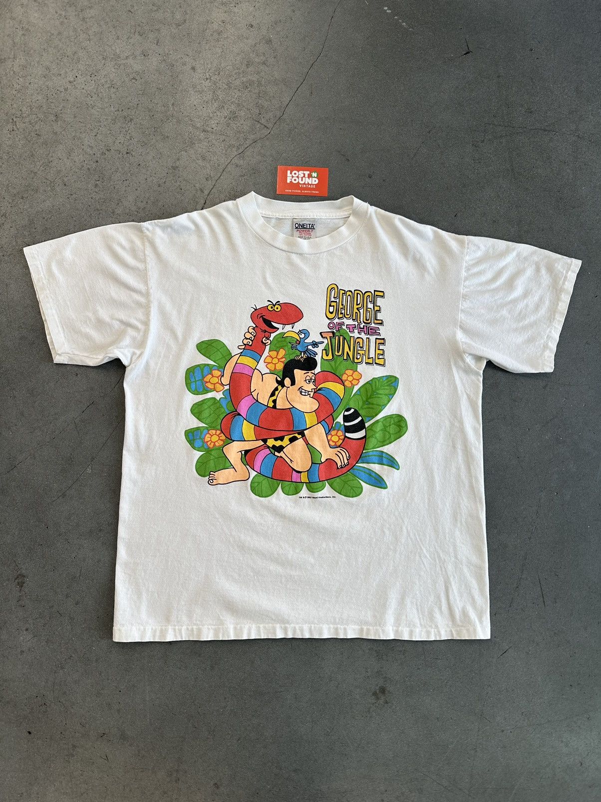 Disney × Vintage 1992 Vintage George Of The Jungle Cartoon Tee Size US XL / EU 56 / 4 - 1 Thumbnail