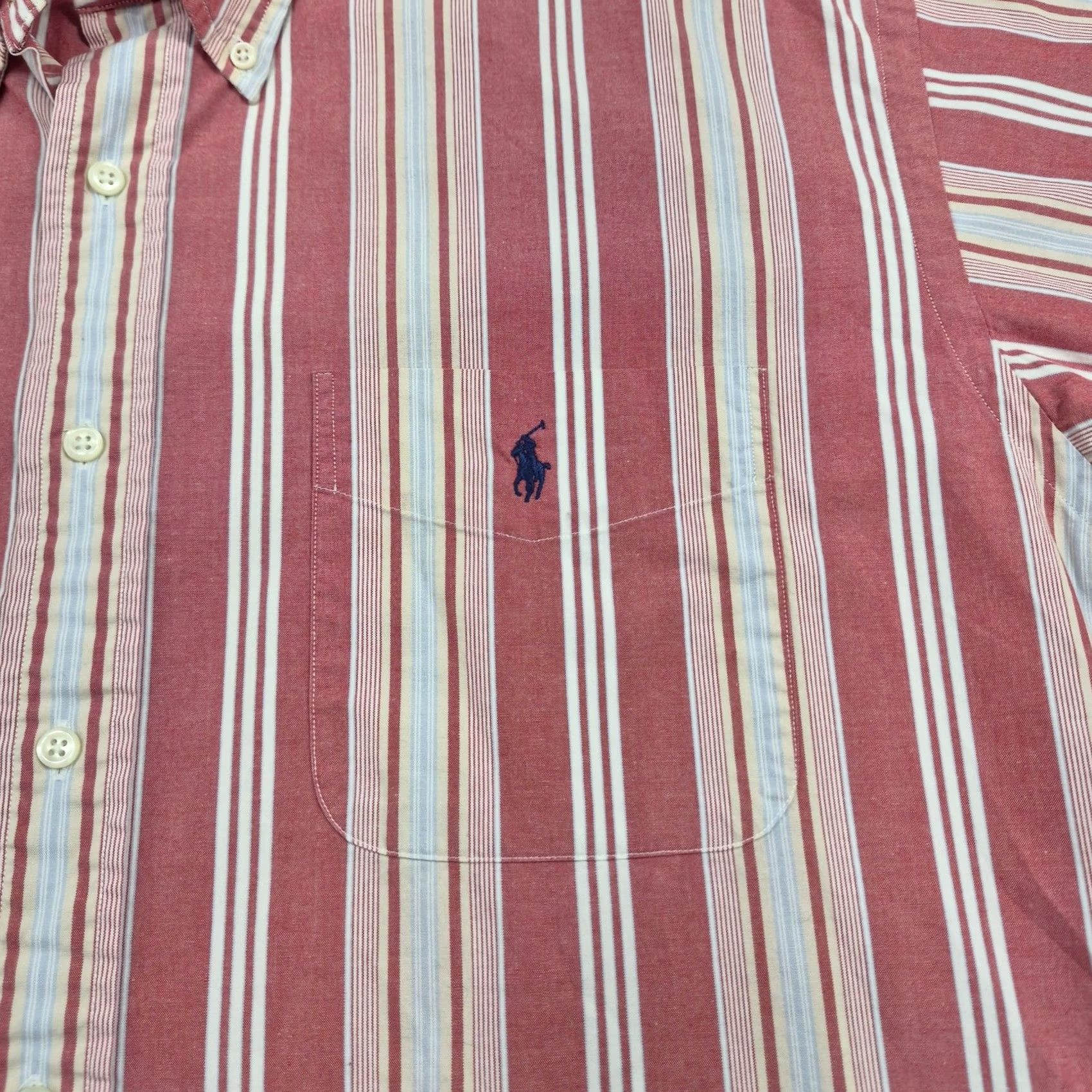 Ralph Lauren Ralph Lauren Button Up Shirt Mens Large Red Striped Short Sleeve Casual Preppy Size US L / EU 52-54 / 3 - 5 Thumbnail