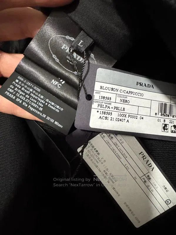 Prada Prada Black Leather Logo Hooded Jacket for Men. Size US L / EU 52-54 / 3 - 4 Thumbnail