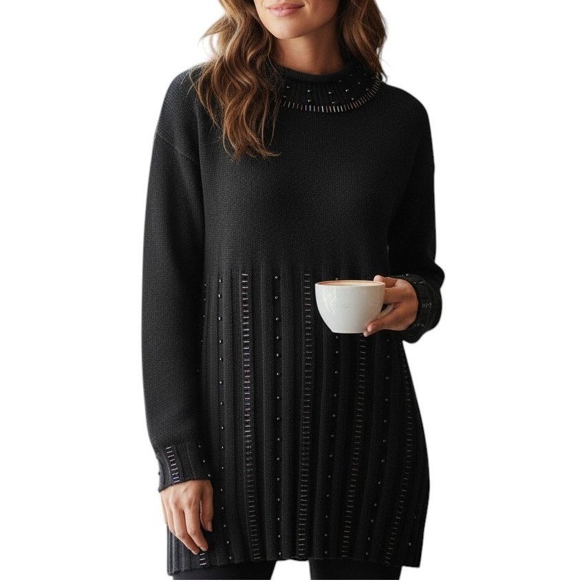 Vintage Chicara Embellished Beaded Knit Sweater Wool blend Germany Size XL / US 12-14 / IT 48-50 - 2 Thumbnail