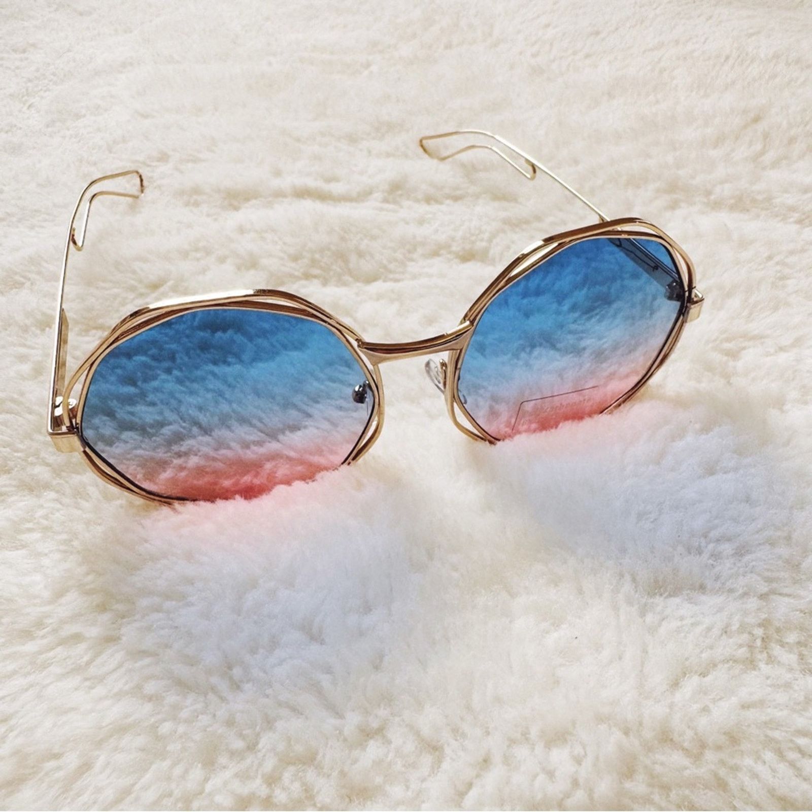Other Seraphina Blue & Pink Geometric Sunglasses Size ONE SIZE - 6 Thumbnail