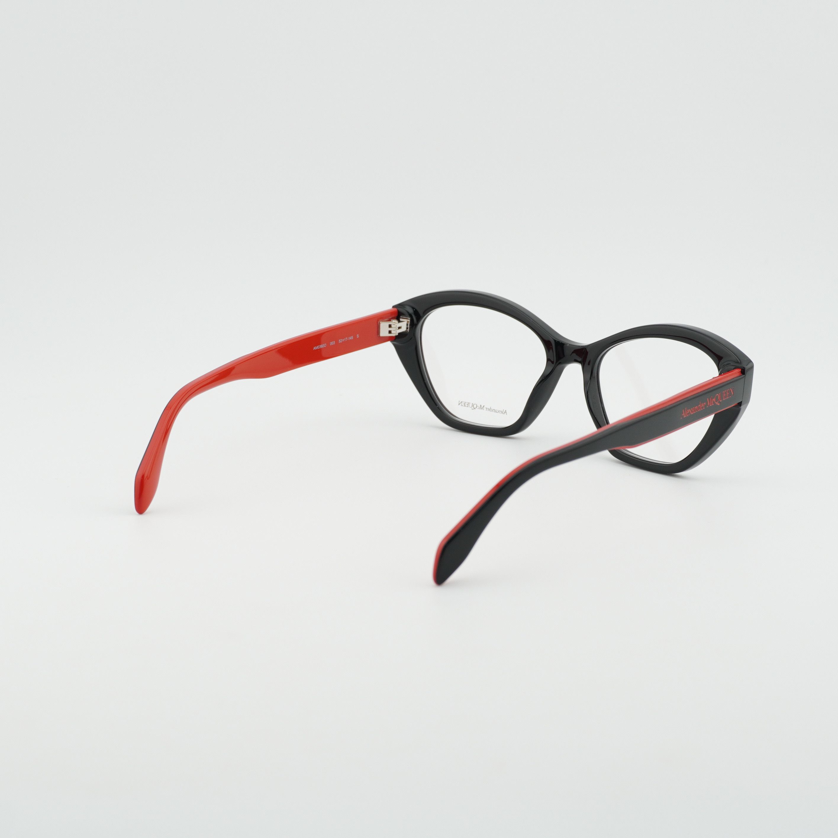 Alexander McQueen Alexander McQueen AM0360O 003 Eyeglasses Black/Red 52mm Size ONE SIZE - 4 Thumbnail