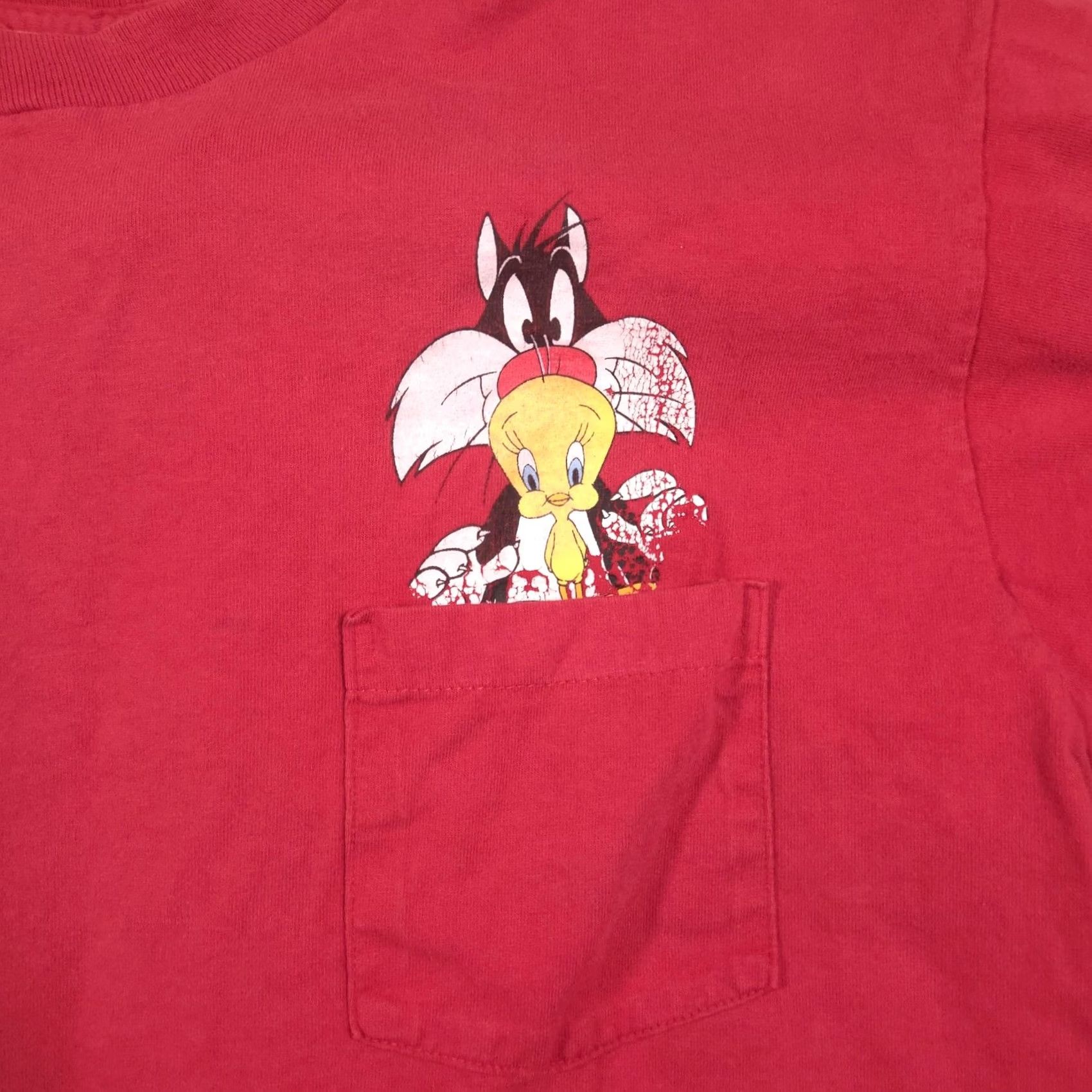 Delta Delta Looney Tunes Shirt Mens XL Red Tweety Sylvester Pocket Graphic Tee USA Size US XL / EU 56 / 4 - 4 Thumbnail