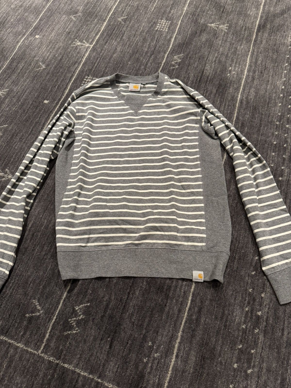 Carhartt CARHARTT Gray and White Striped Lightweight Sweatshirt Size US S / EU 44-46 / 1 - 1 Thumbnail