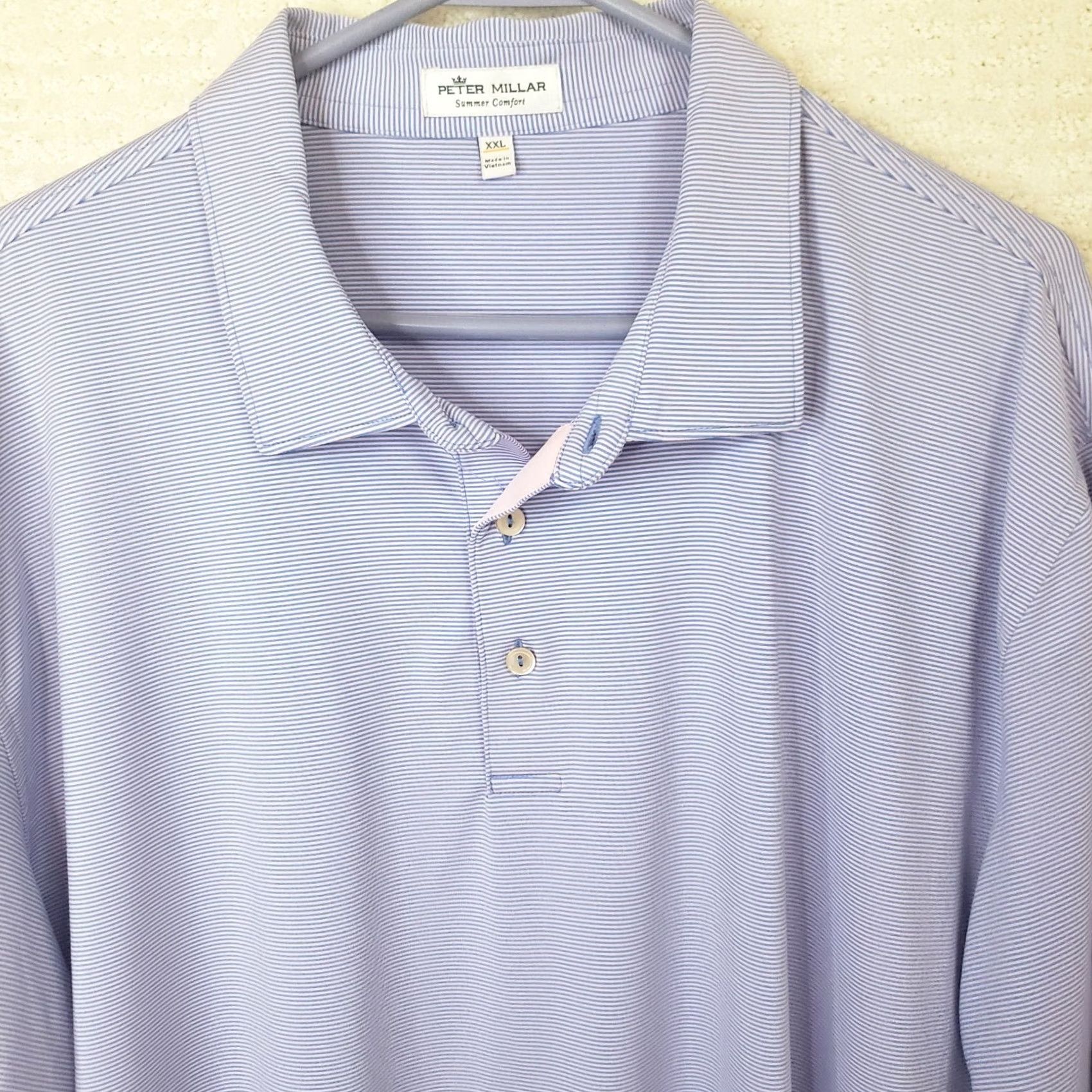 Peter Millar Peter Millar Summer Comfort Polo Shirt XXL Blue Striped Short Sleeve Logo Embroidered Golf Men Classic Outdoor Sports Shirt Size US XXL / EU 58 / 5 - 3 Thumbnail