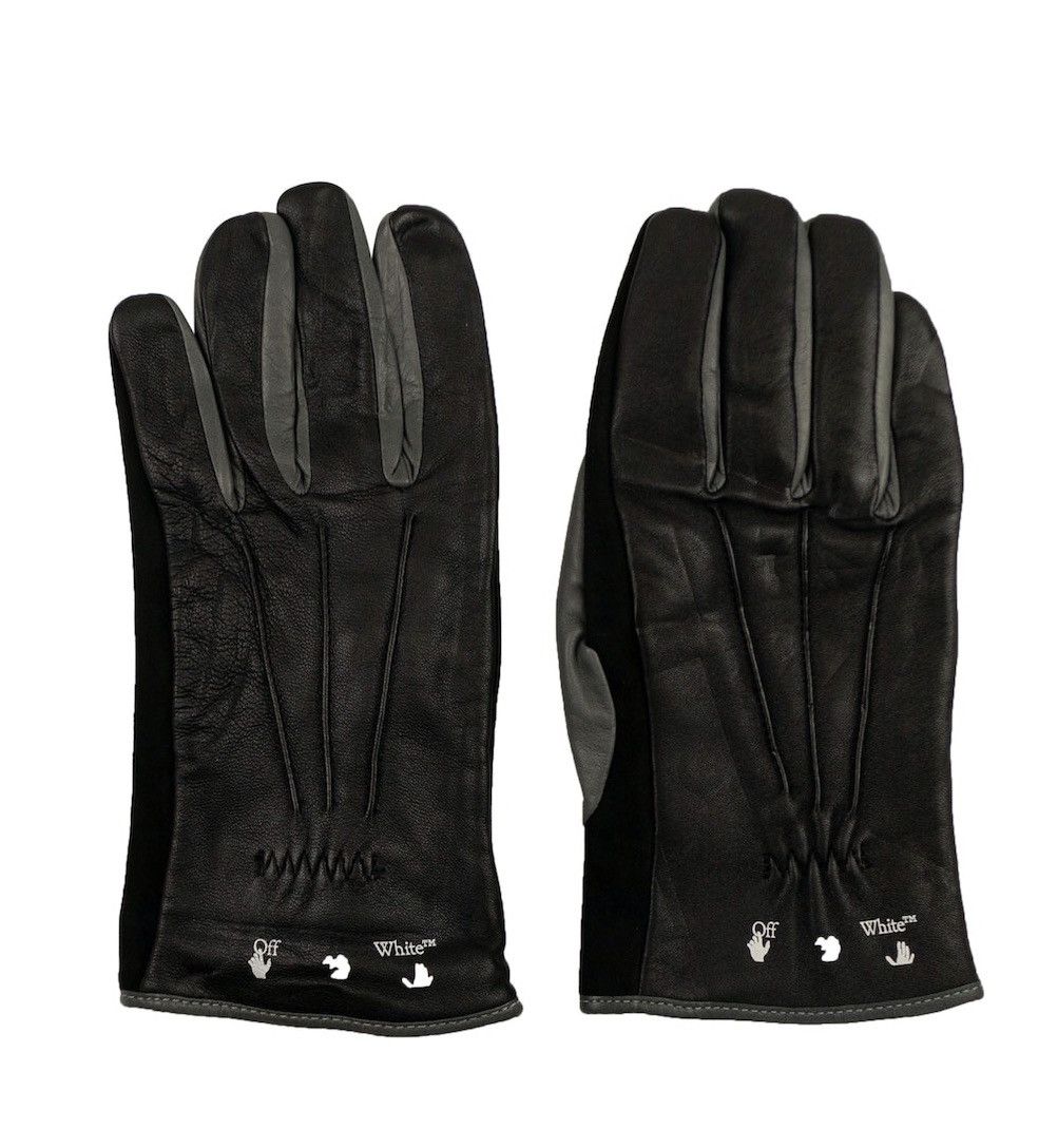 image of Off White Off-White Black Leather Pivot Gloves, Men's