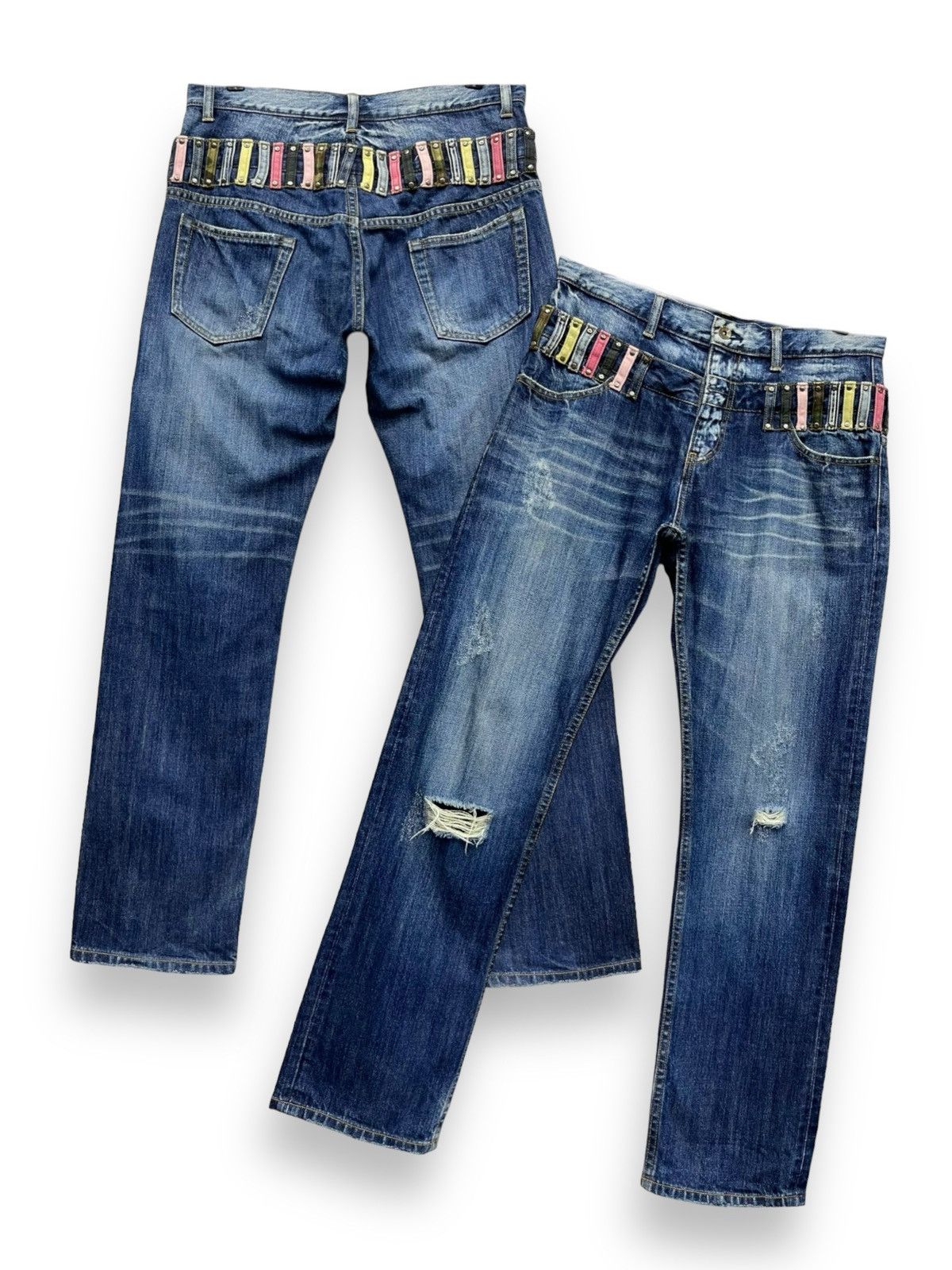 JACKROSE Vtg JACK ROSE Double Waist Distressed Ripped Slim Fit Jeans Size US 31 - 1 Thumbnail