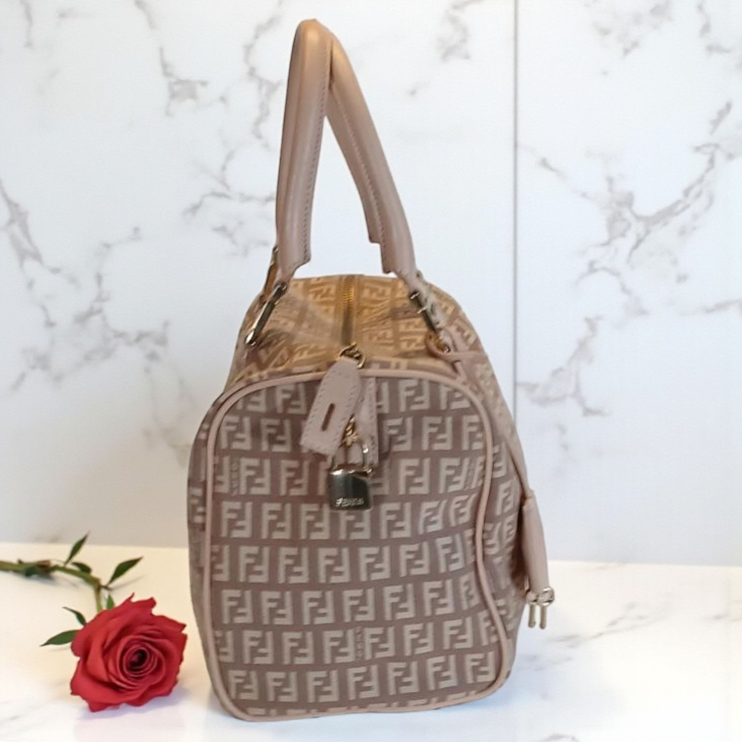 Fendi Fendi Zucchino Mini Boston Pink Handbag Size ONE SIZE - 2 Thumbnail