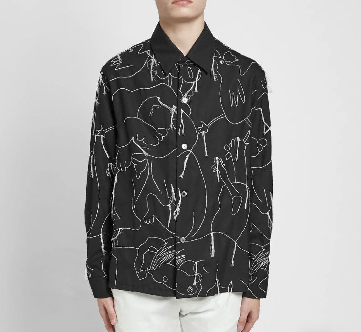 Our Legacy Black Wool Embroidered ‘Heusen’ Shirt Size US M / EU 48-50 / 2 - 17 Thumbnail