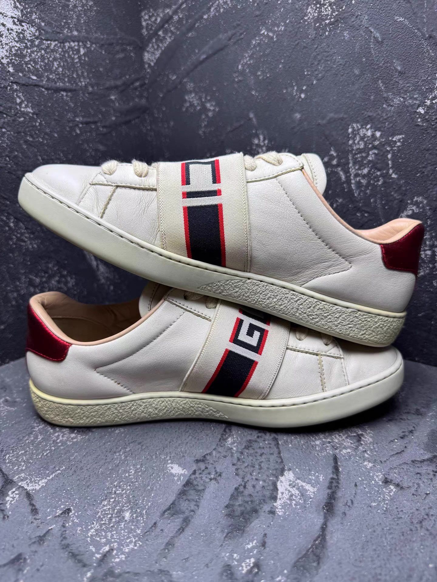 Gucci GUCCI Ace Leather Sneakers with Embroidery & Lace-Up Q10 Size US 5.5 / IT 35.5 - 4 Thumbnail