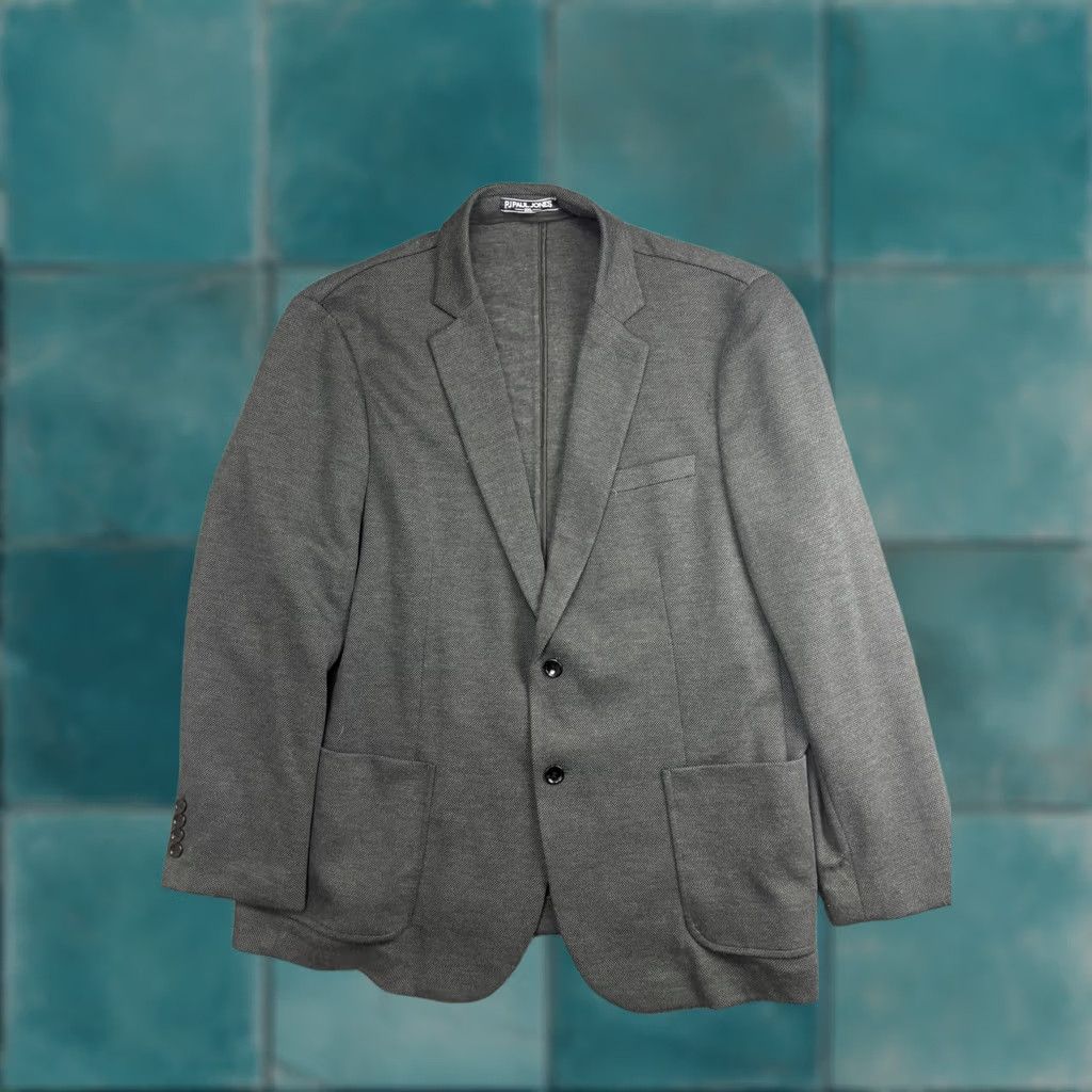 Vintage PJ Paul Jones Blazer Sport Coat Jersey Knit 2XL Gray Mens Jacket Coat Size US XXL / EU 58 / 5 - 1 Thumbnail