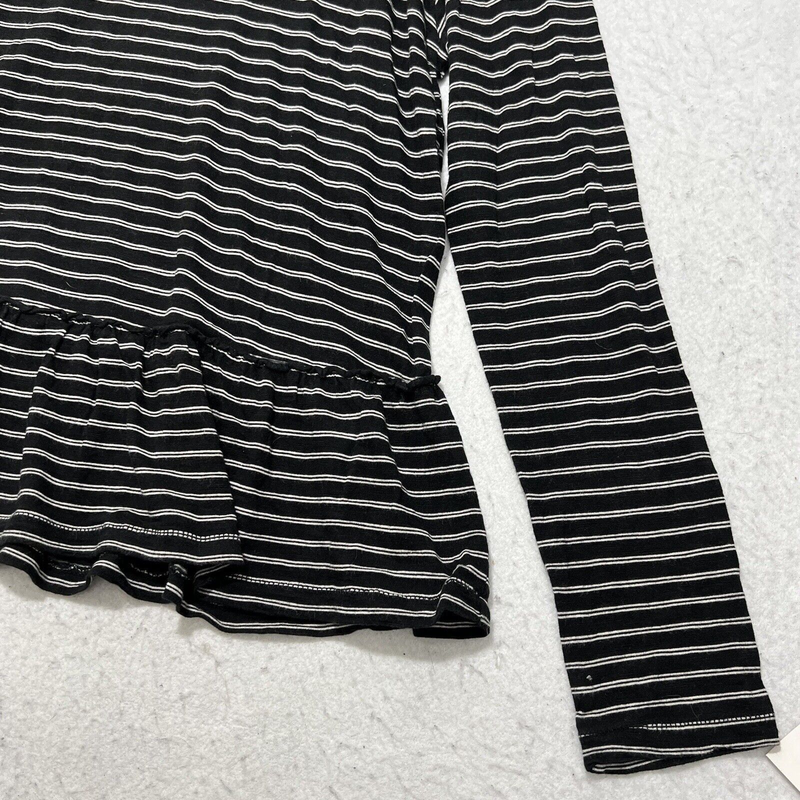 Nordstrom Caslon Women's Medium Babydoll Long Sleeve Black + White Top Size M / US 6-8 / IT 42-44 - 6 Thumbnail