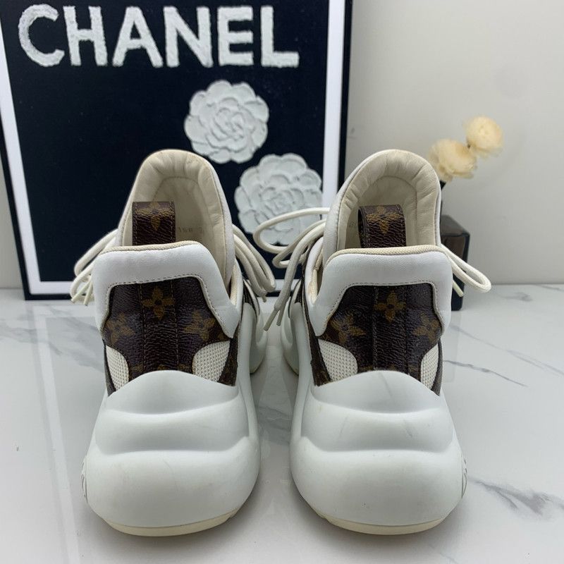 Louis Vuitton Louis Vuitton White and Brown Casual Sneakers - Size US 5.5 / EU 38 - 3 Thumbnail