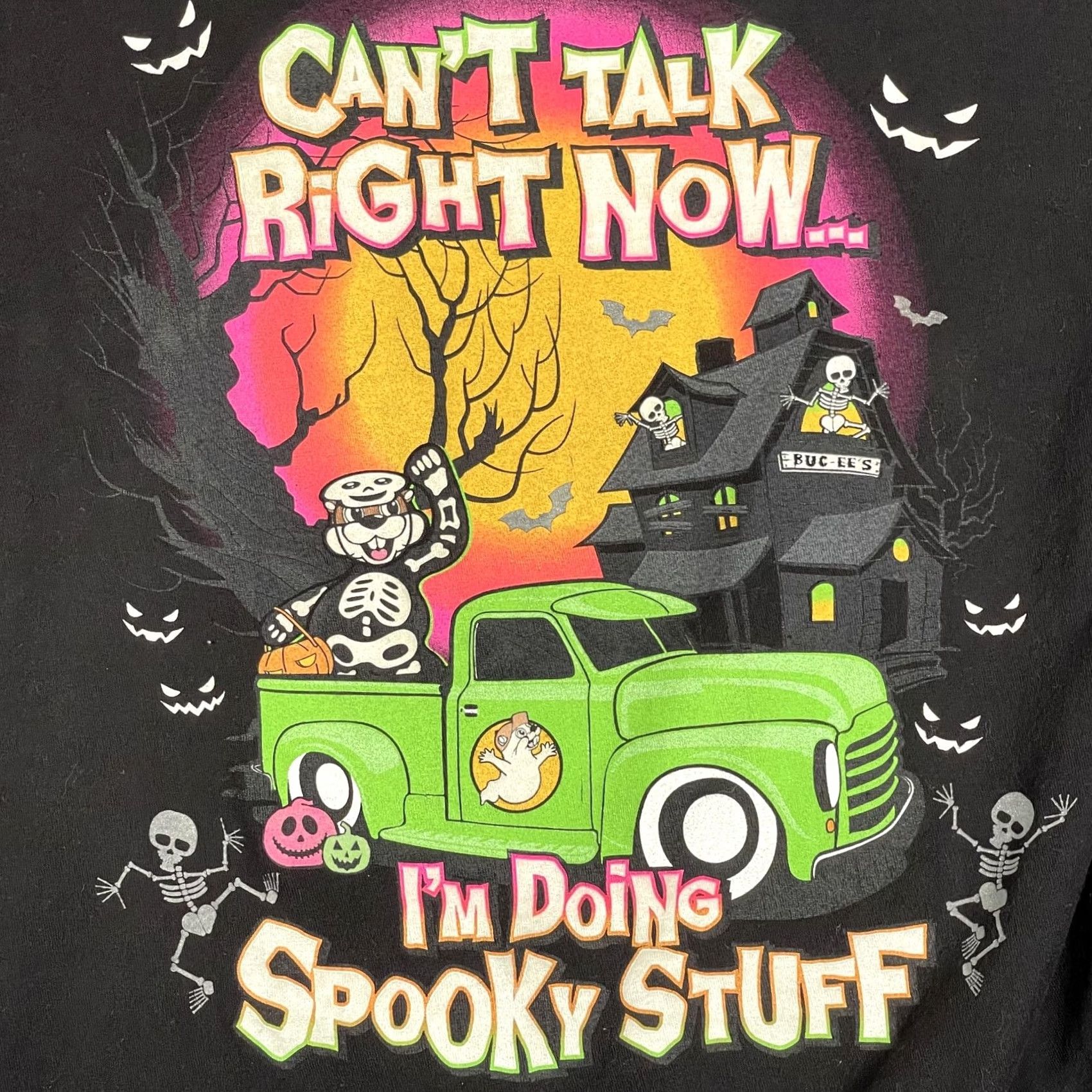 Vintage Buc-ee's Shirt Small Black Halloween Spooky Skeleton Truck Graphic Tee Mens Size US S / EU 44-46 / 1 - 4 Thumbnail
