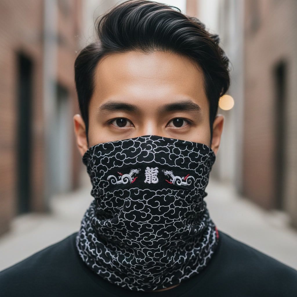 Other Vintage Style Japanese Dragon Bandana Cloud Pattern Size ONE SIZE - 1 Thumbnail