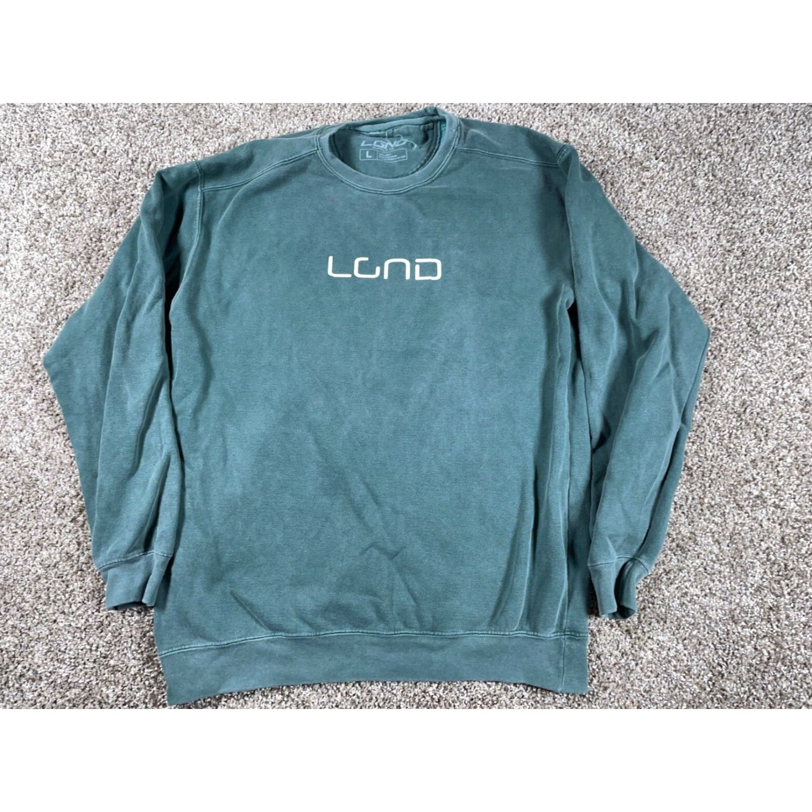Vintage LGND Supply Co. Garment Dyed Sweatshirt Adult Large Green Graphic Print Cars Mens Size US L / EU 52-54 / 3 - 2 Thumbnail