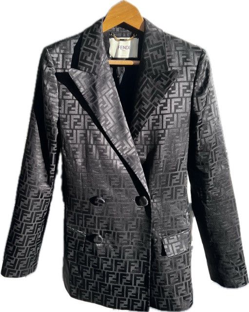 Image of Fendi Fedi Silk Blazer in Black, Women's (Size Small)