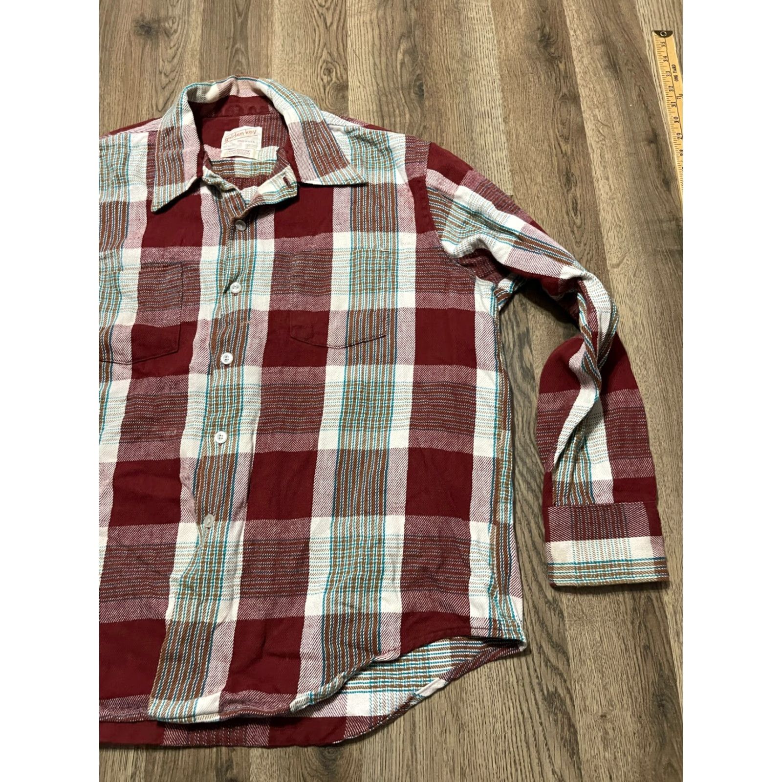 Vintage VINTAGE Golden Key Shirt Mens XL 17-17.5 White Red Brown Plaid Button Up Size US XL / EU 56 / 4 - 4 Thumbnail