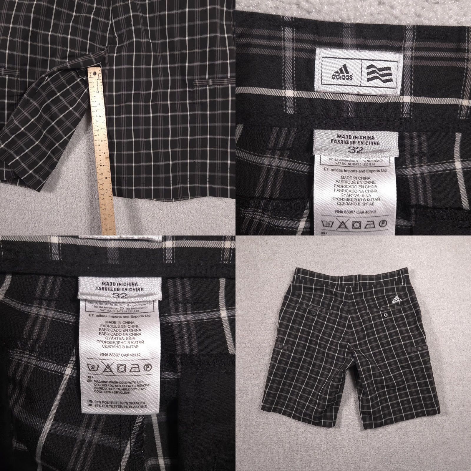 Adidas Adidas Shorts Mens 32 Black Plaid Golf Stretch Athletic Pockets Mens Shorts Size US 32 / EU 48 - 8 Thumbnail