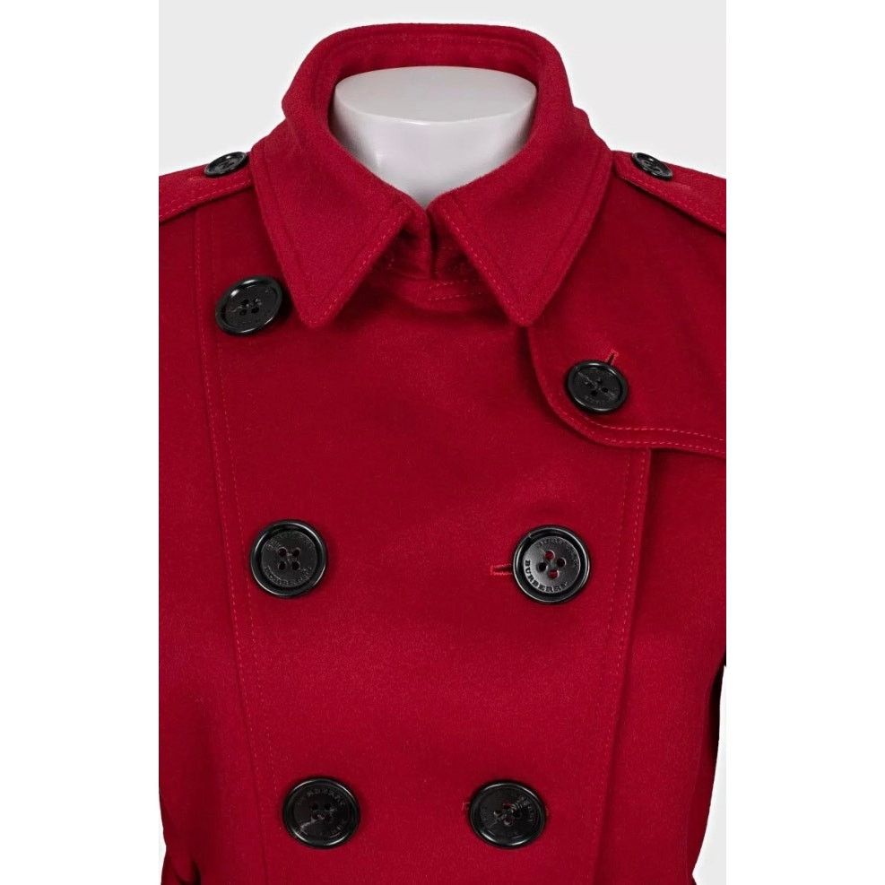 Burberry Burberry Red Wool Cashmere Belted Coat UK10 Size M / US 6-8 / IT 42-44 - 4 Thumbnail