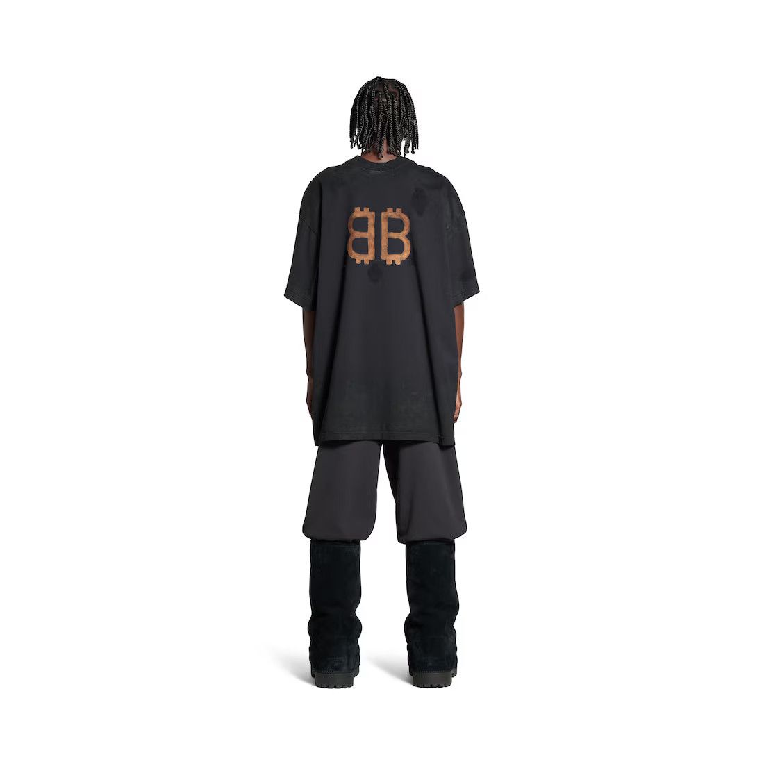Balenciaga o1srvl11e0325 Paris Moon Double Front T-Shirt Oversized Size US XL / EU 56 / 4 - 3 Thumbnail