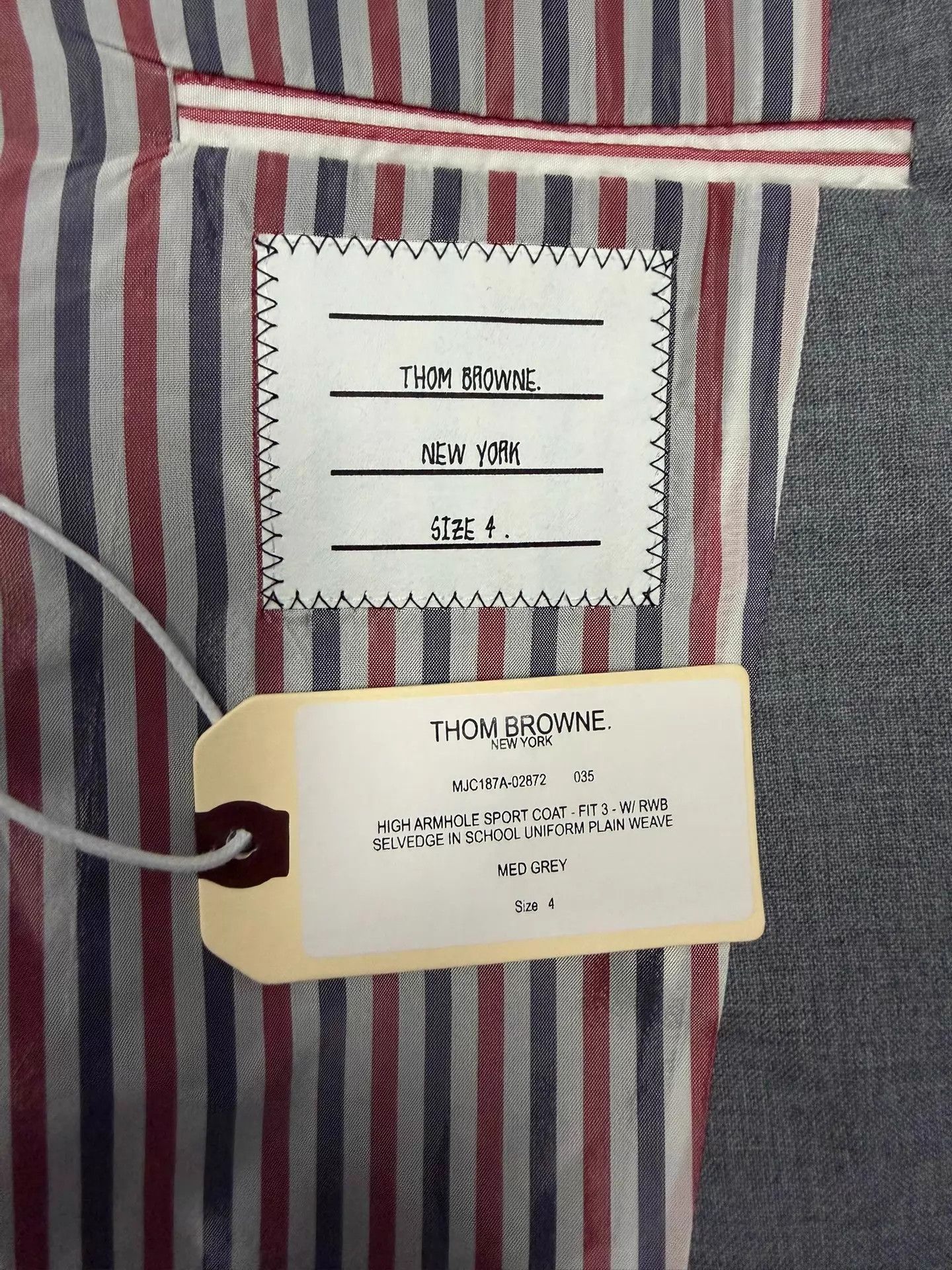 Thom Browne Thom Browne Mid Gray Slim Single-Stripe Sleeve Blazer 4 Size US XL / EU 56 / 4 - 4 Thumbnail