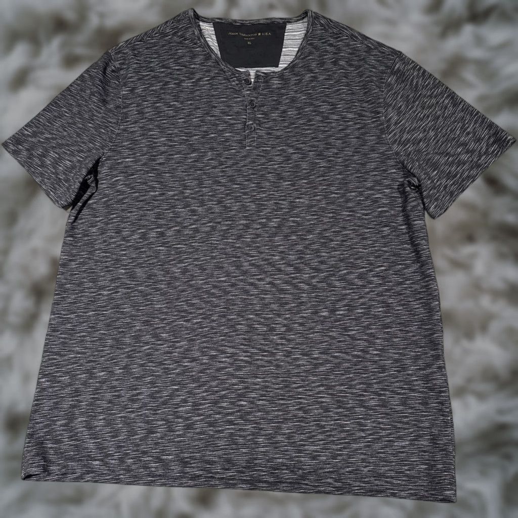 John Varvatos John Varvatos Henley Shirt XL Gray Short Sleeve Mens T-Shirt Black Heathered Gray Size US XL / EU 56 / 4 - 1 Thumbnail