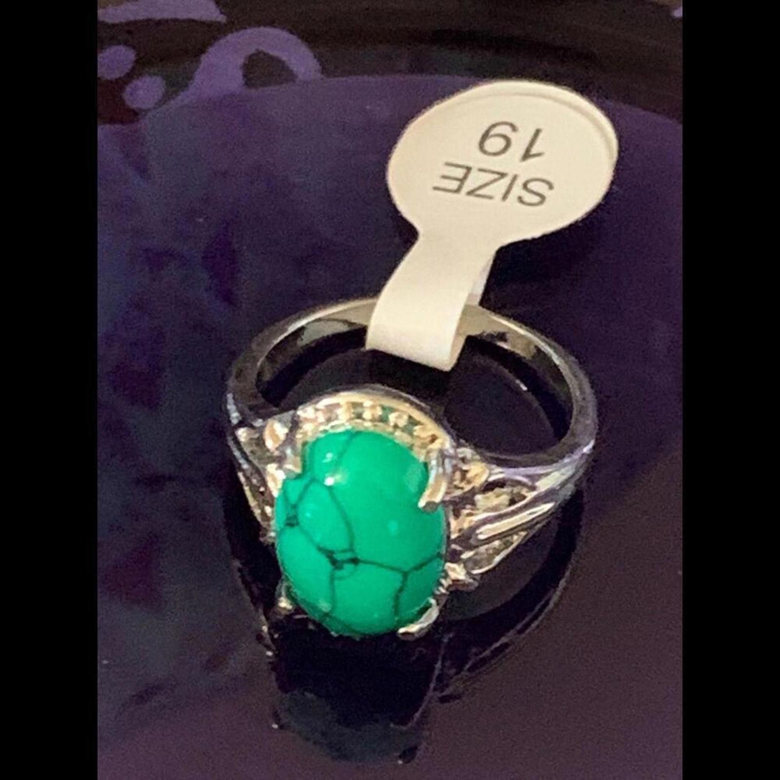 Designer Stunning Turquoise Ring Size 9- Vintage Design Size ONE SIZE - 2 Thumbnail