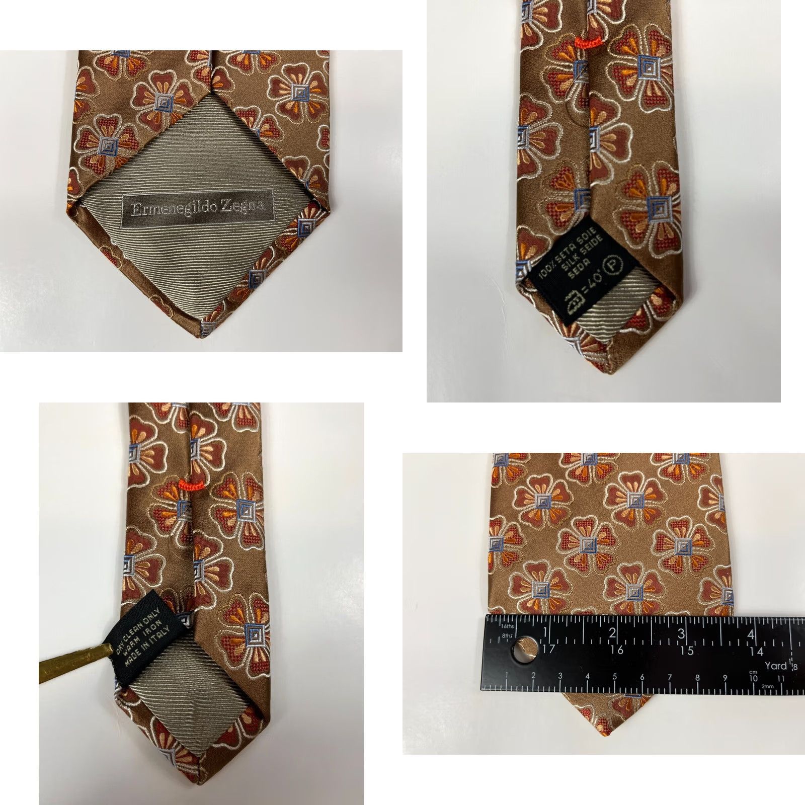 Ermenegildo Zegna VINTAGE Ermenegildo Zegna Silk Tie Floral Men’s Designer Wide 59" Copper Silk Made in Italy Size ONE SIZE - 8 Thumbnail