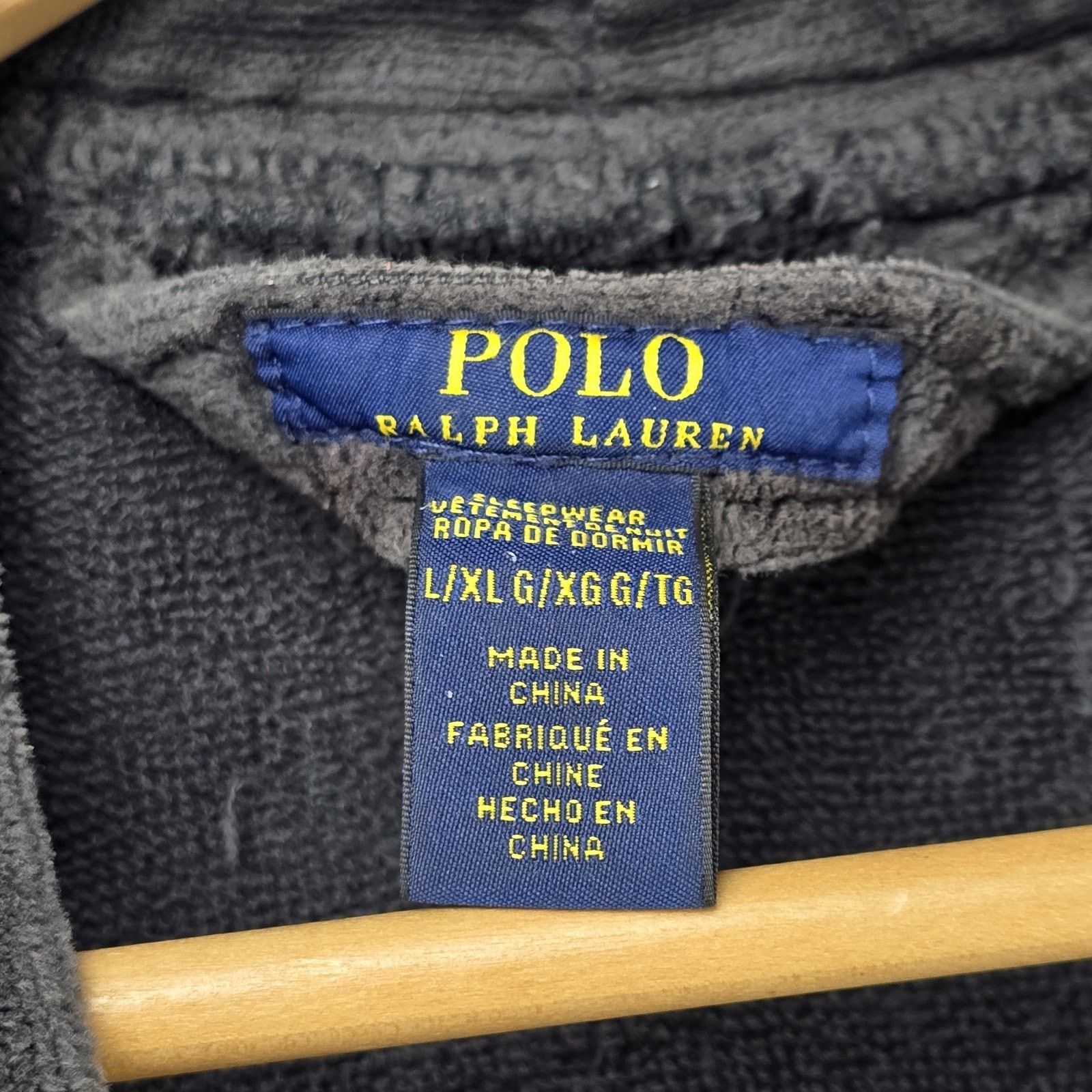 Polo Ralph Lauren Polo Ralph Lauren Bath Robe Mens L/XL Black Terry Pockets Size ONE SIZE - 8 Thumbnail