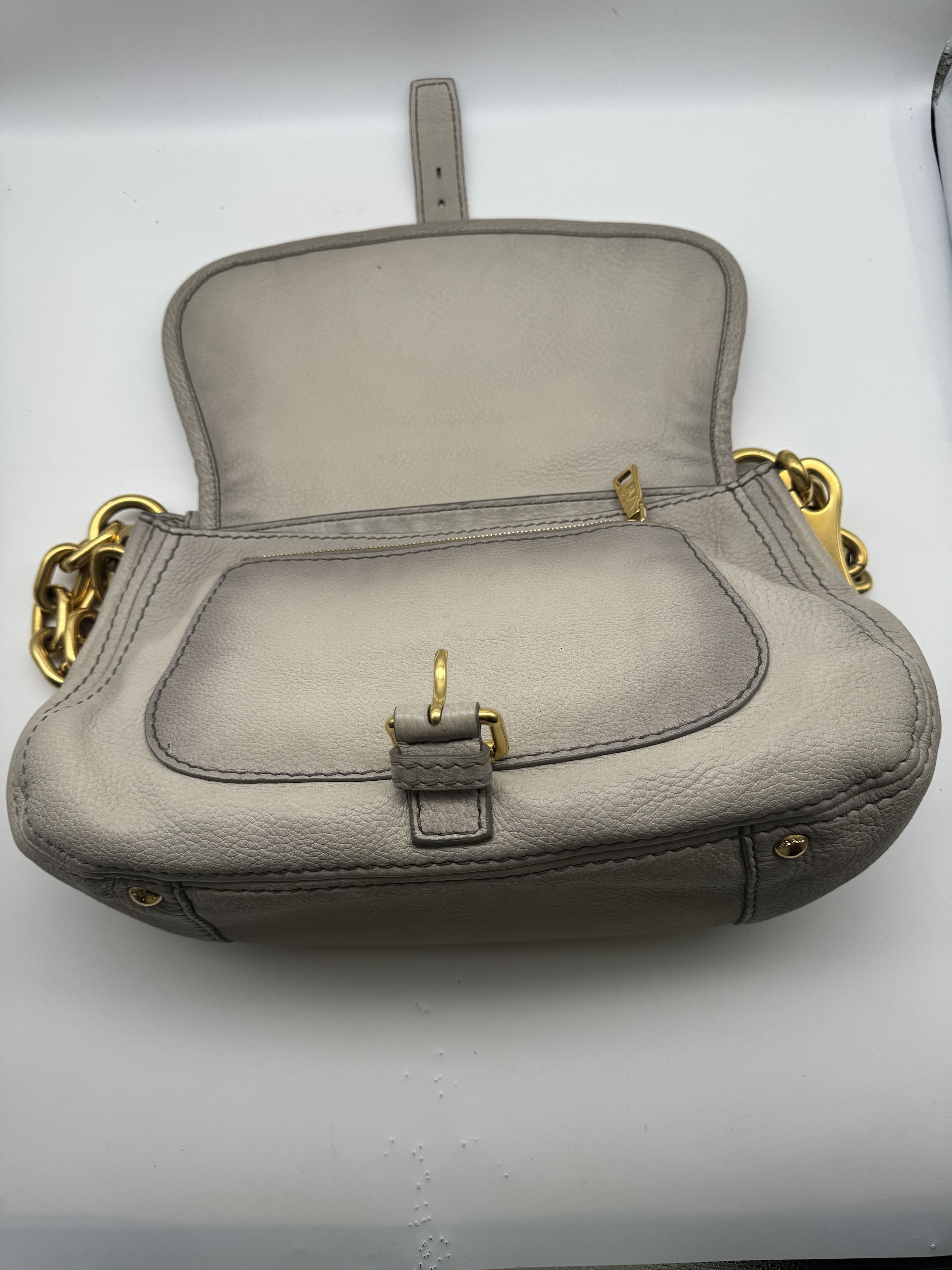 Prada Authentic Prada Cervo Ghiaccio Leather Shoulder Bag Size ONE SIZE - 7 Thumbnail