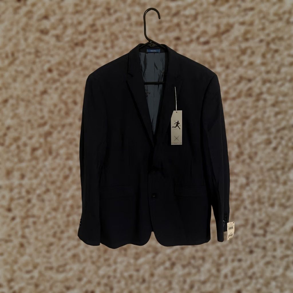 Vince Camuto Vince Camuto Blazer Navy Wool Slim Fit 40R Men Jacket Coat Blazer Wool Blue Windowpane New Size 40R - 1 Thumbnail
