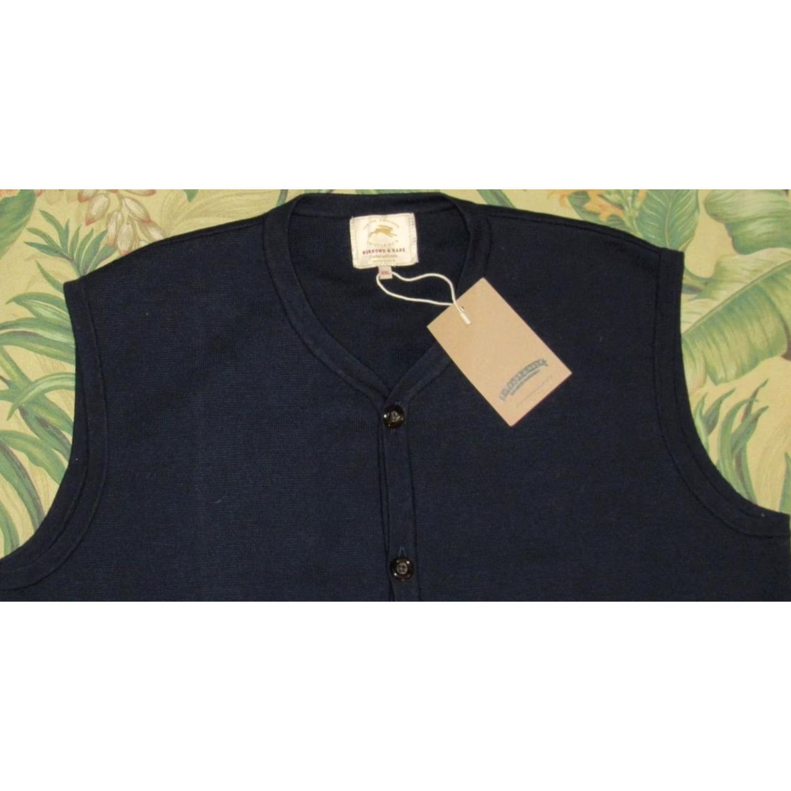 HARE BURROWS & HARE Navy Blue Cotton Sweater Vest XXL Mens NWT Size US XXL / EU 58 / 5 - 2 Thumbnail