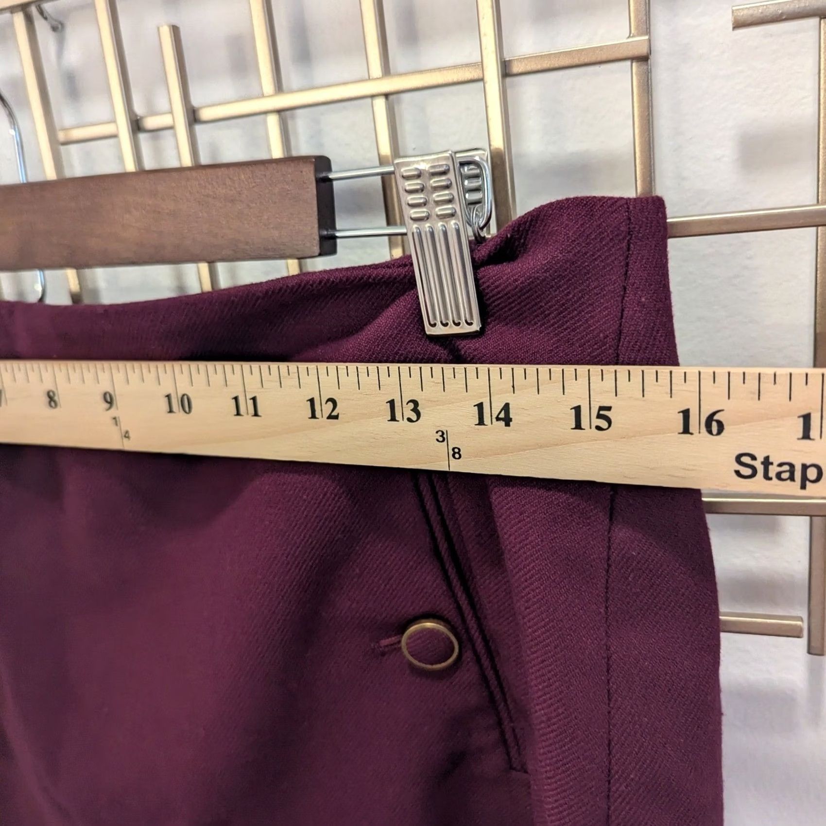 Loft VINTAGE? No — Loft Petite burgundy tweed A-line Skirt Gold Button Pockets Women's 8P Office Workwear Casual Party/Cocktail (Petites) - LOFT Size 30" / US 8 / IT 44 - 7 Thumbnail