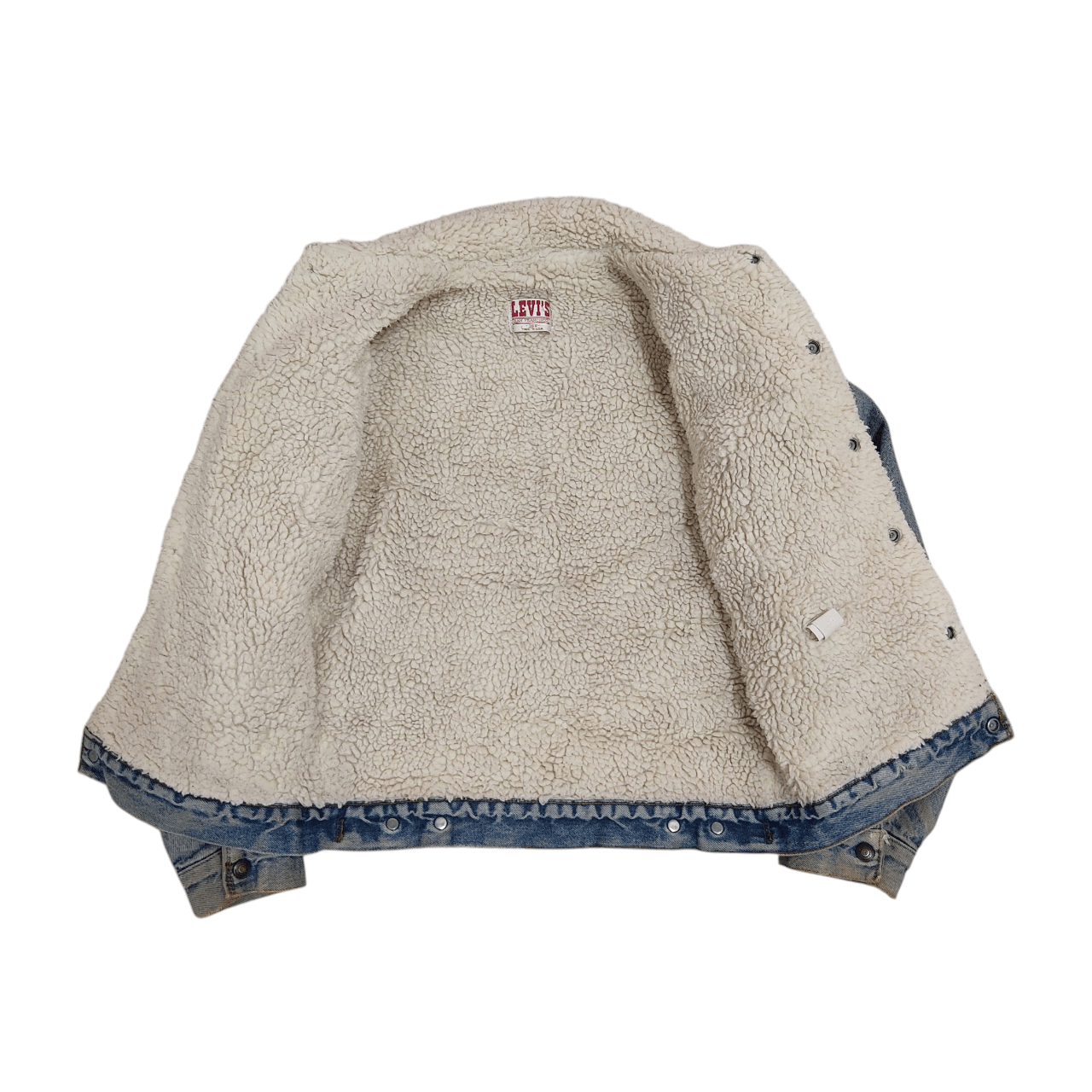 Levi's Vintage 80s Levi's Sherpa Lined Distressed Trucker Jacket Size US S / EU 44-46 / 1 - 9 Thumbnail