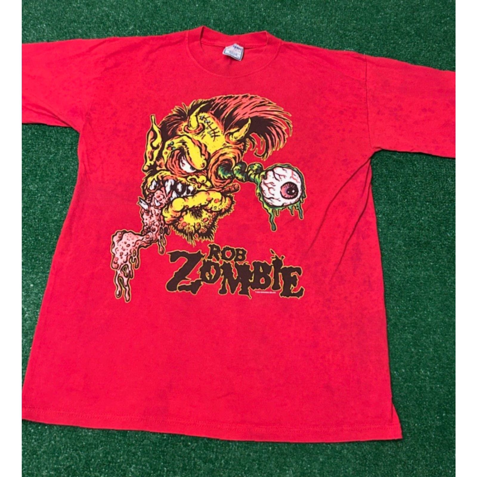 Bally VINTAGE Rob Zombie Band Tee Eye Ball Distressed 2002 VTG Shirt Mens Size Large Red Short Sleeve T-Shirt Band, 90s, Music, Rock, Y2K Size US L / EU 52-54 / 3 - 7 Thumbnail