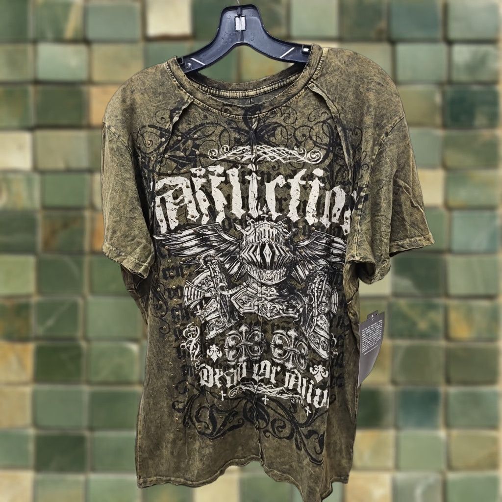 Affliction Affliction Shirt Men's Large Crewneck Beaded Distressed Graphic Print Multicolor Rockabilly 2000s Casual T-Shirt Crew Neck Short Sleeve Size US L / EU 52-54 / 3 - 1 Thumbnail