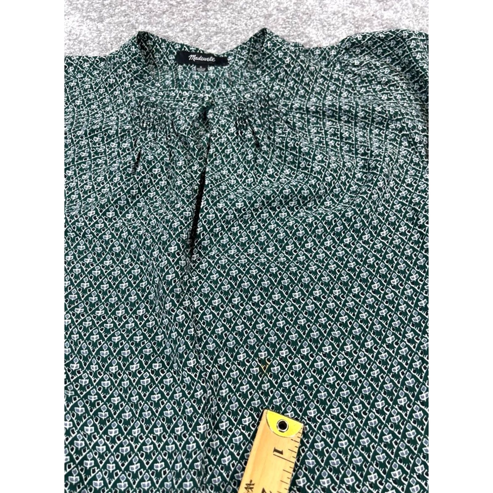 Madewell Madewell Shirt Womens Small Green Gray Silk Blouse Size S / US 4 / IT 40 - 6 Thumbnail