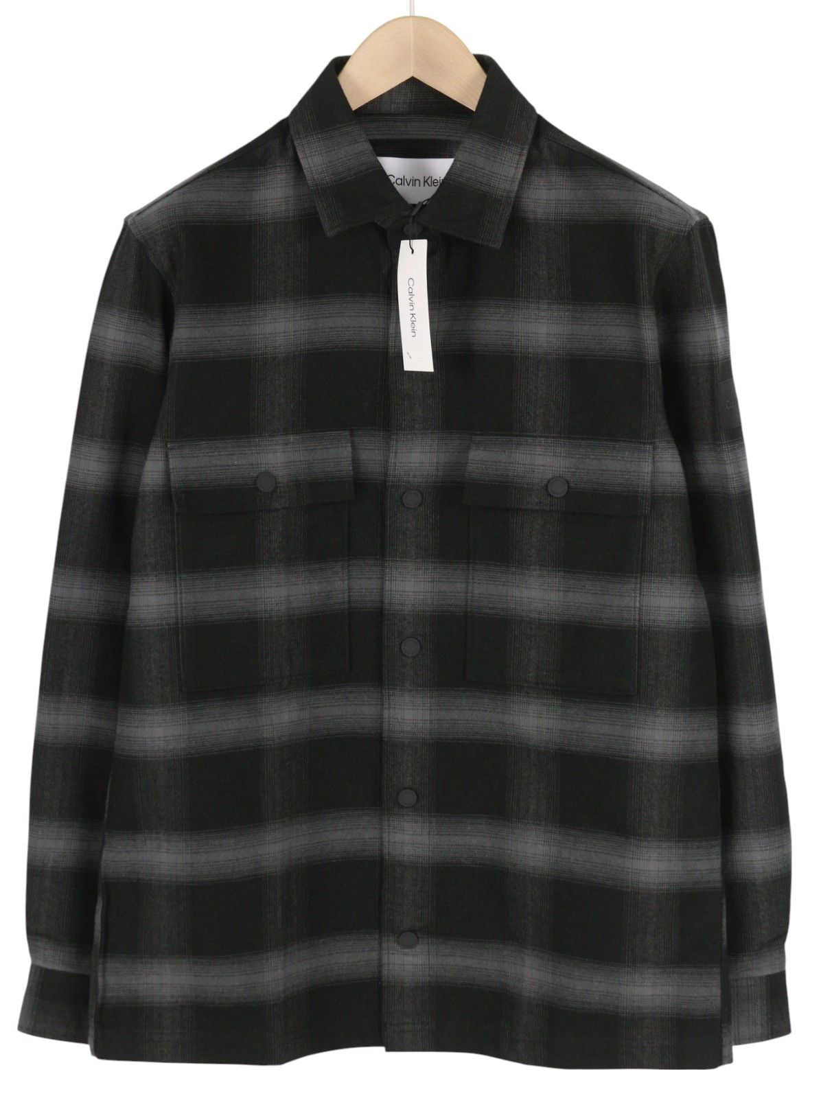 TWILL FLEECE CHECK L Black Overshirt Snap Buttons 84936