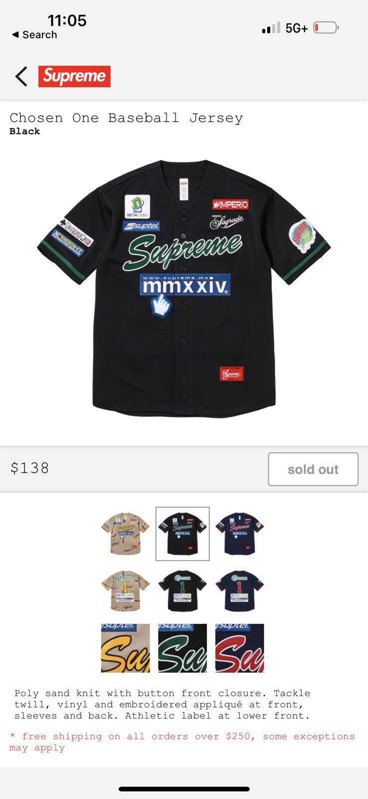 Supreme Chosen One Baseball Jersey Size US M / EU 48-50 / 2 - 9 Thumbnail