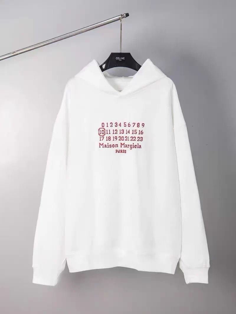 Maison Margiela Maison Margiela White 0-23 Red Embroidered Hoodie Size US S / EU 44-46 / 1 - 7 Thumbnail